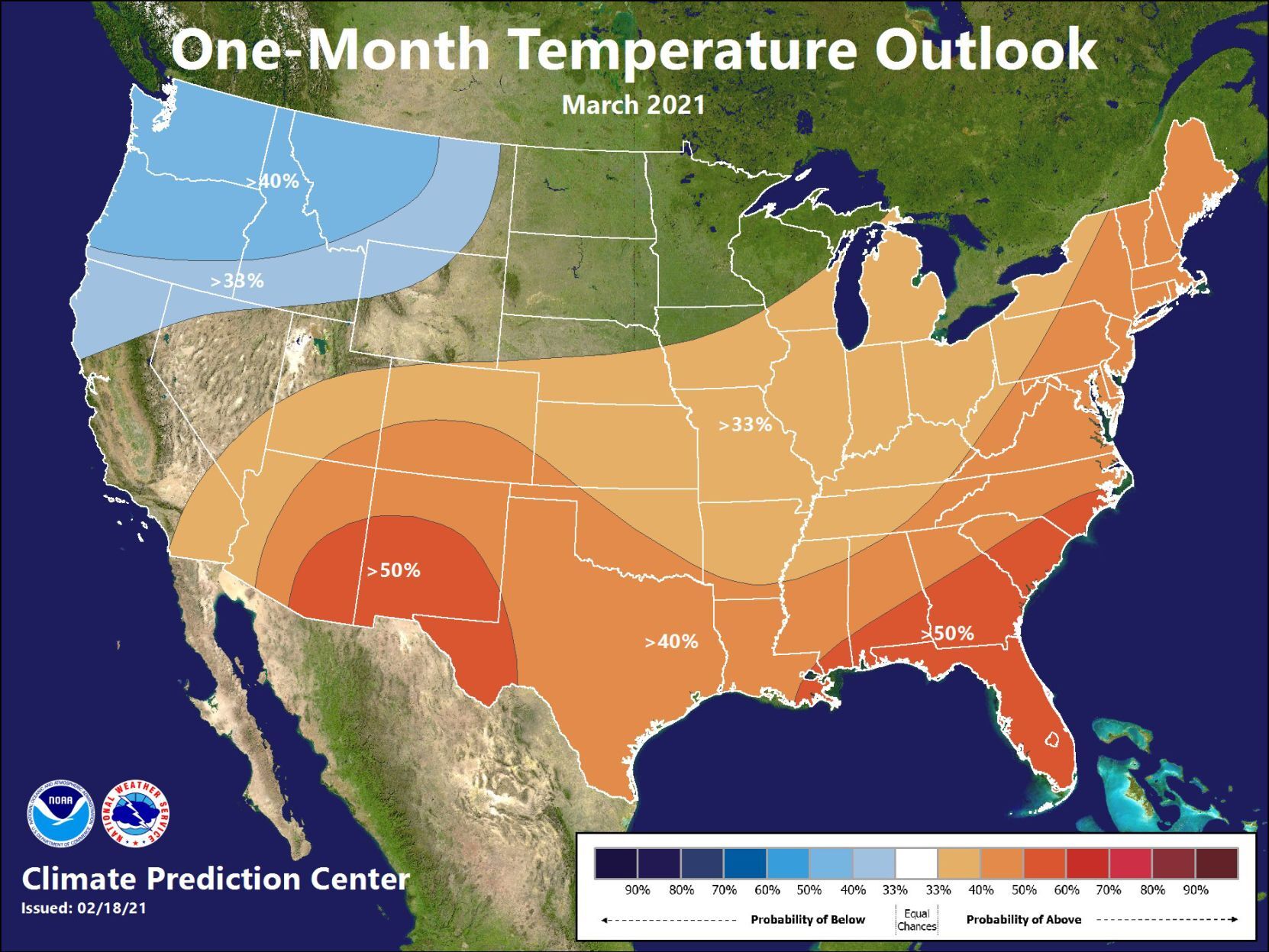 Predicted March temperatures